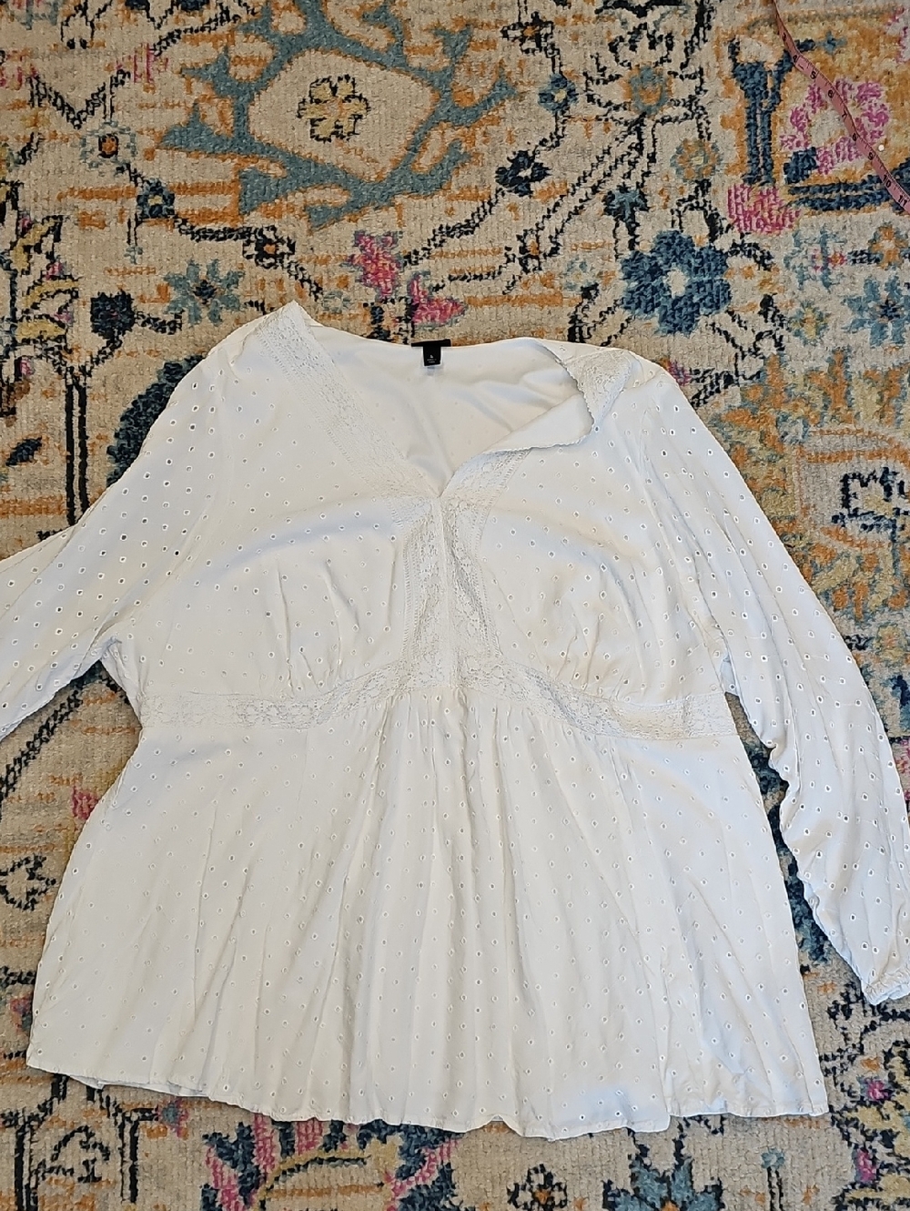 Womens Torrid Blouse - White Eyelet - Size 4x